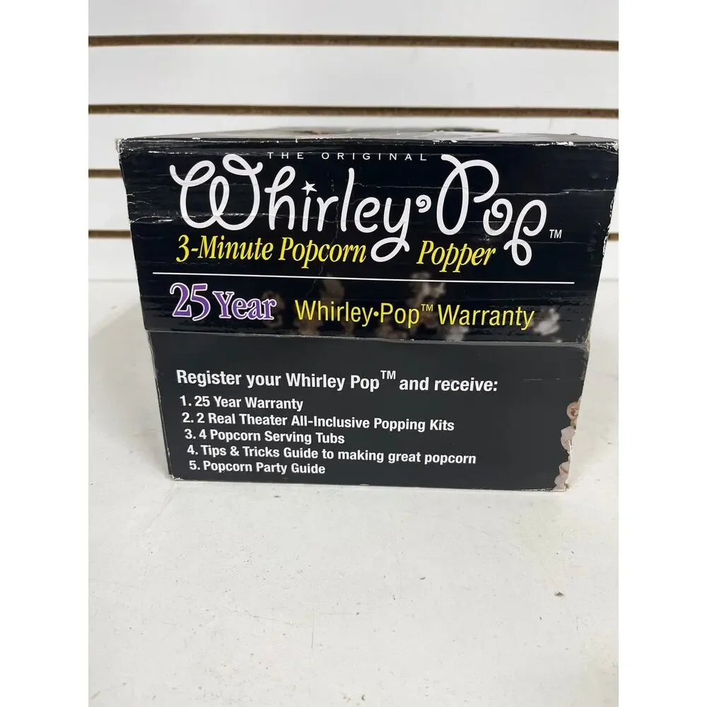 Whirley Pop 3 min. Popcorn Popper W/2 bags of Hull-less Popcorn StoveTop 6qt NIB